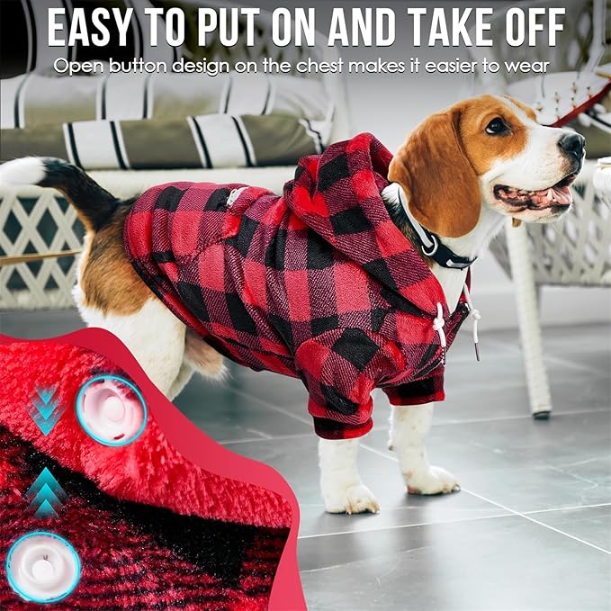 SlowTon Dog Hoodie Tie Dye - Warm Dog Sweater Hoodies with Pocket, Fall Winter Dogs Coat Jacket Pet Outfit Puppy Hooded Sweatshirt Clothes for Small Medium Large Dogs Boy Girl (Red, XXL)