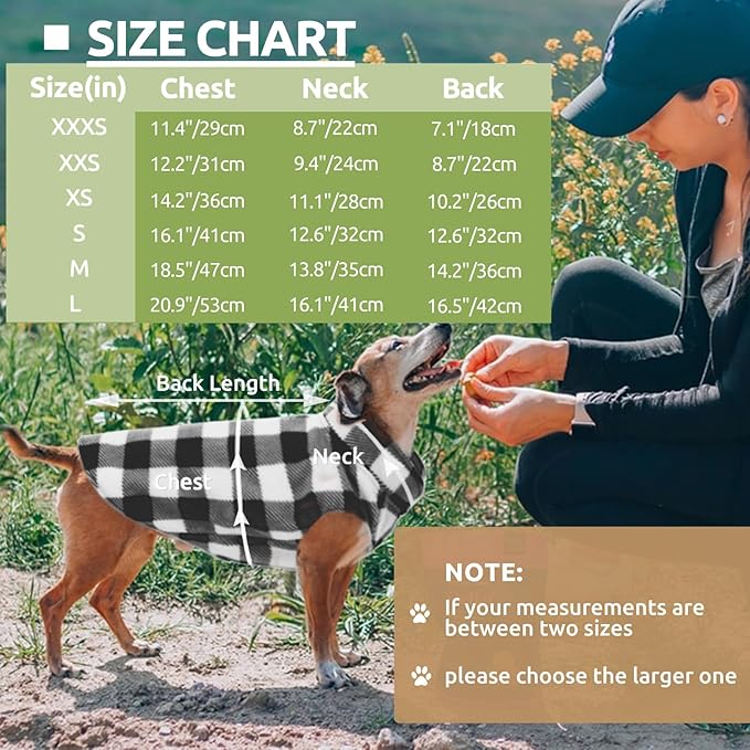 KAMA BRIDAL Spring Autumn Winter Coat Pullover Fleece Vest for Cats Small and Medium Dogs Thin Sweater Black & White Plaid (Black, S)