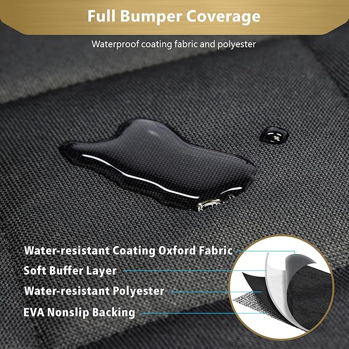 F-color SUV Cargo Liner for Dogs - Waterproof Pet Cargo Liner with Side Flaps, Comfort Dog Cargo Cover with Bumper Flap, Scrachproof Non-Slip Large Size Universal Fit SUVs Sedans Trunks Vans, Black