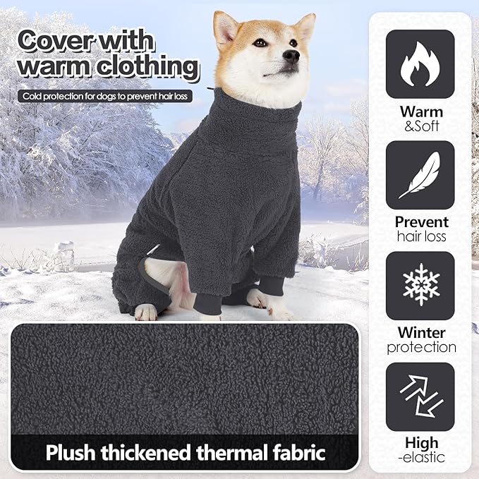 Fleece Dog Sweater for Small Medium Large Dog for Run Walk Sleep Winter Jacket & Windproof Clothes Coat 3XL Grey