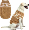 Warm Winter Dog Sweater - Cold Weather Pet Clothes for Small Medium Large Dogs Indoor Outdoor, Soft Classic Knit Puppy Apparel, Khaki, L