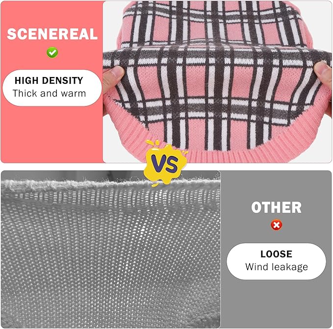 SCENEREAL Turtleneck Dog Sweater for Small Medium Large Dogs Girls Boys, Christmas Plaid Pullover Puppy Sweatershirt, Dogs Cold Weather Outfit Clothes, Ideal Gift for Pet in New Year, Pink Plaid S