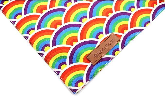 Realeaf Pride Dog Bandanas 2 Pack, LGBT LGBT+ Rainbow Scarves Bibs for Dogs, Premium Durable Fabric, Triangle Reversible Bandana for Small Medium Large and Extra Large Dogs Pets (Pride Day, X-Large)