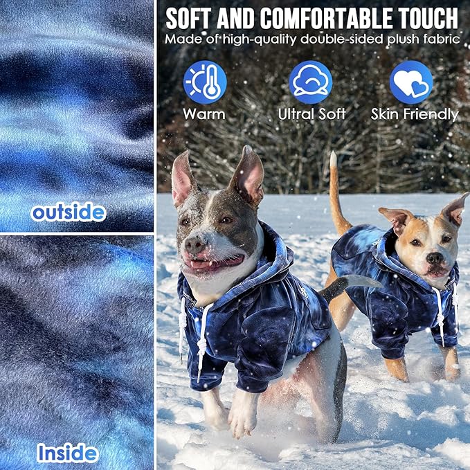 SlowTon Dog Hoodie Tie Dye - Warm Dog Sweater Hoodies with Pocket, Fall Winter Dogs Coat Jacket Pet Outfit Puppy Hooded Sweatshirt Clothes for Small Medium Large Dogs (Blue,XL)