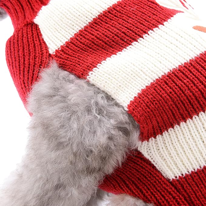PETCARE Reindeer Christmas Dog Sweater Red Striped Cat Sweater Cartoon Elk Pet Vest Holiday Dog Clothes Puppy Sweaters for Small Medium Large Dogs Cats Fall Winter Outfits Xmas Dogs Costume,Medium