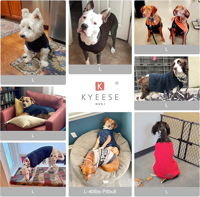 KYEESE Dog Sweater with Leash Hole Warm Pullover with Reflective Yarn for Small and Medium Dogs Male Soft Knit Pullover Boy Dog Coats Cozy Lightweight Thick Sweater,Khaki,Large