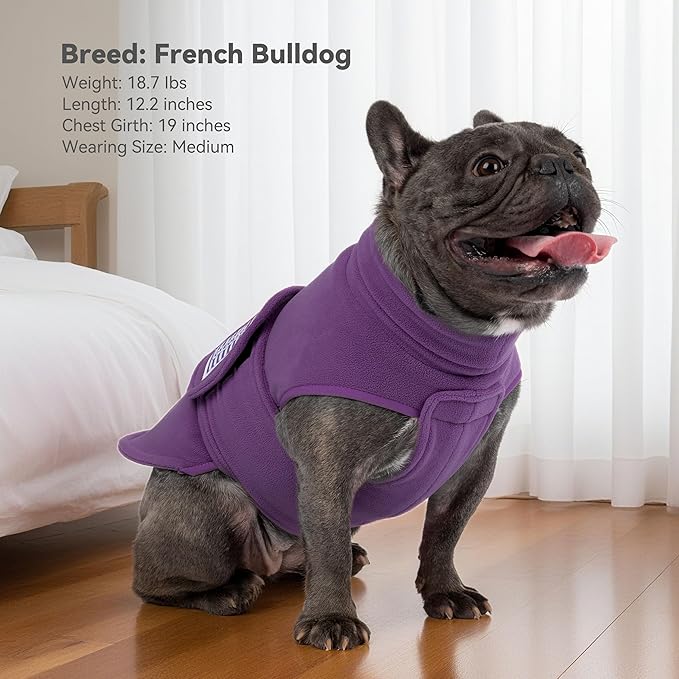 cyeollo Small Dog Sweater, Fleece Dog Sweaters Turtleneck Vest Soft Puppy Sweatshirt Stretchy Pet Fall Autumn Coat Warm Winter Clothes for Small Dogs Girl, Purple M