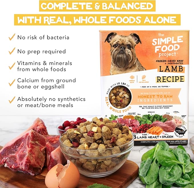 Simple Food Project - Lamb Recipe - Freeze Dried Raw Food for Dogs - 48oz