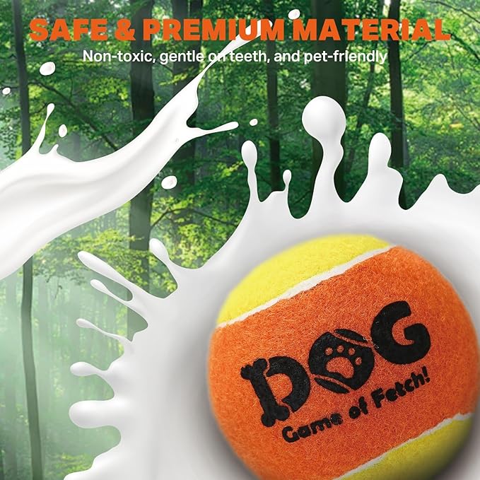 AMA SPORT Squeaky Tennis Balls for Dogs 2.5" Small Medium Dog Tennis Balls for Throwing and Fetching Dog Toys for Training, Exercise, High Bouncing 12 Pack (Multicolor A)