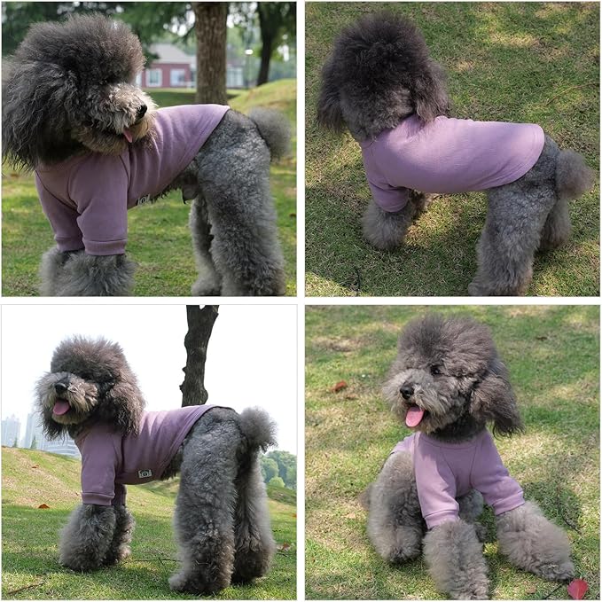 Lovelonglong Ribbed Dog T-Shirt Cotton Knitted Dog Sweaters for All Season Pet T-Shirts for Large Medium Small Dogs Taro Purple S