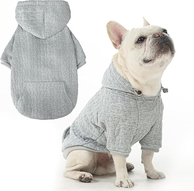 EXPAWLORER Textured Cable Knit Basic Dog Hoodie, Elevated Style Dog Sweater with Leash Hole and Pocket, Soft and Warm Pet Winter Coat, Cold Weather Clothes for Small Medium Large Dogs,Grey XL