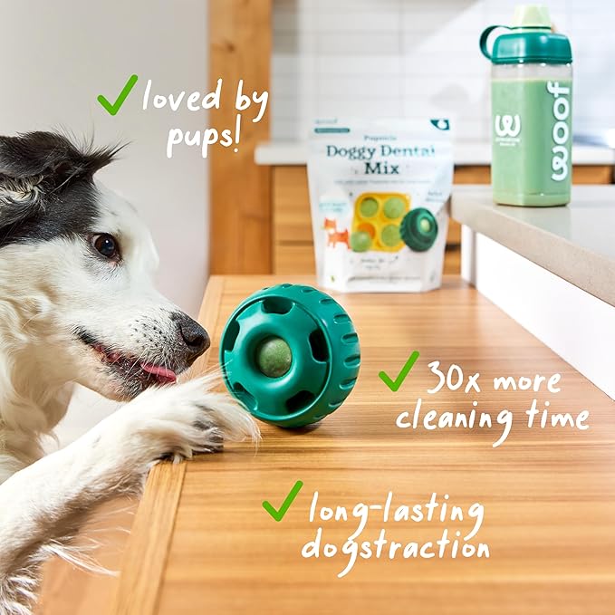 Woof Doggy Dental Pupsicle Mix - Dog Teeth Cleaning Powder for The Pupsicle - Long Lasting Postbiotic Dental Enzyme Mix to Support Oral Health for Dogs