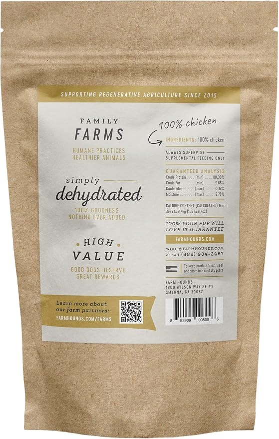 Farm Hounds - Chicken Jerky - Premium Natural Jerky for Dogs - 100% Humanely Raised Chicken - Break-to-Size - Great for Training & Treats - No Added Fillers - Made in USA - 3.5 oz -1 Pack