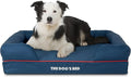 The Dog’s Bed, Large Oxford Blue/Red 36x27 Memory Foam, Pain Relief: Arthritis, Hip & Elbow Dysplasia, Post Surgery, Lameness, Supportive, Calming, Waterproof Washable Cover, Veterinary Approved