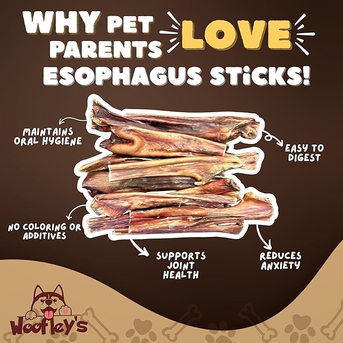 Woofley's - Esophagus Stick (1 Pound)- Gullet Sticks for Dogs - Safe Jerky Dog Chews -Easily Digestible Dog Jerky Bully Sticks
