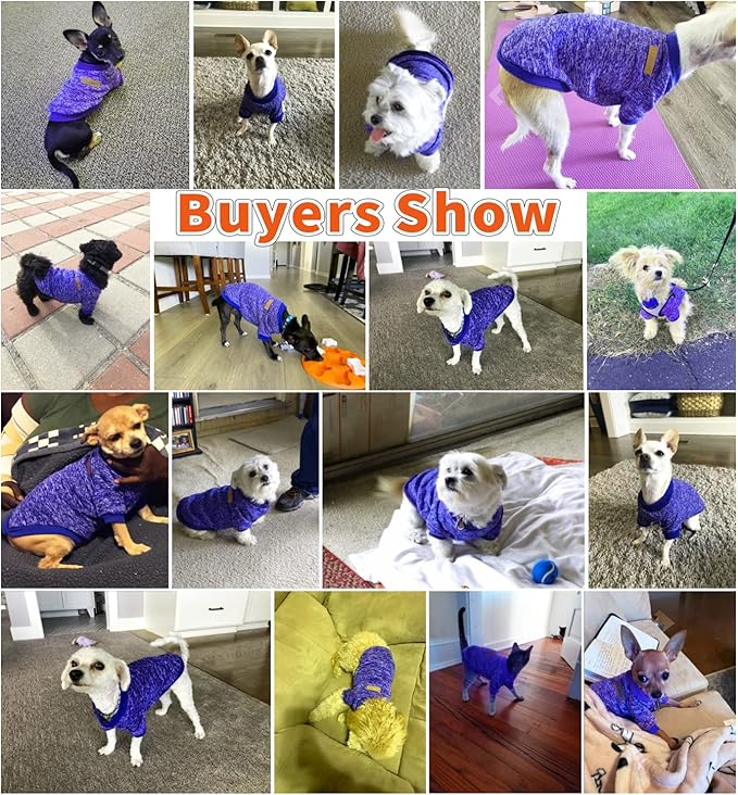 Idepet Pet Dog Classic Knitwear Sweater,Soft Fleece Coat for Small,Medium,Large Dog,Warm Pet Dog Cat Clothes,Soft Puppy Customes (S, DarkBlue)