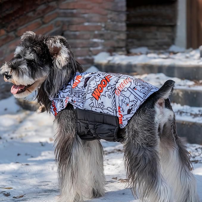 CuteBone Winter Dog Jacket - Reversible Thick Soft Windproof & Waterproof Coats for Small to Large Dogs with Leash Hole