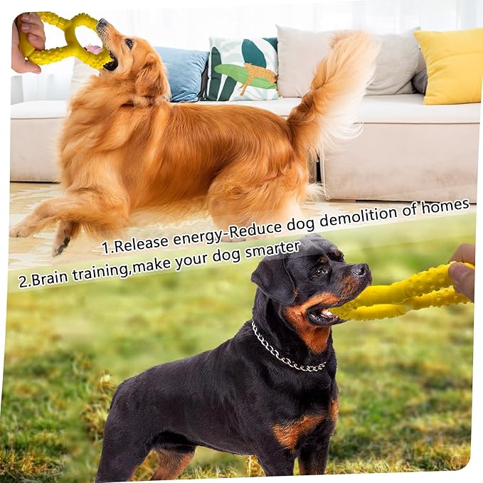 Tug of War Dog Toy, Interactive Dog Pull Toys, Adult and Puppy Teething Toy, Tough Chew Toy for Small Medium Large Dogs, Rubber, Lightweight, Comfortable Grip (Yellow)