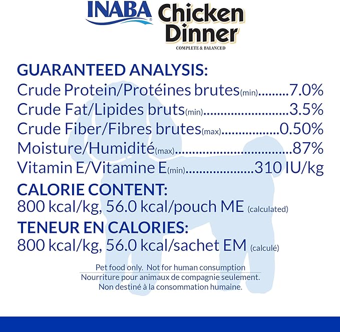 INABA Chicken Dinner for Dogs, Soft Pate Wet Dog Food, Complete & Balanced, 2.4 oz. Pouch, 15 Pouches, Beef & Vegetables Variety