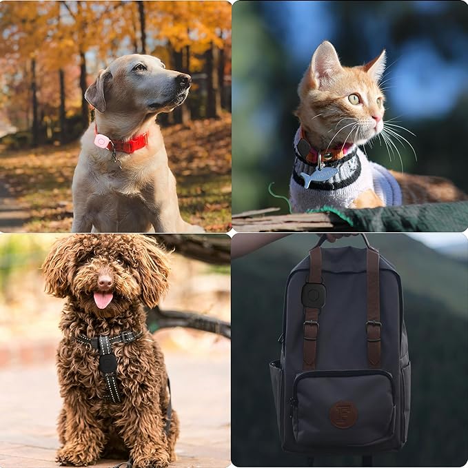 Waterproof Dog Collar Holder for Tile Mate 2024/ Mate 2022 Tracker, Anti Lost Soft Silicone Case for cat pet Necklace, Protective Cover Accessories for Tile Tracker Finder (Black/Pink)