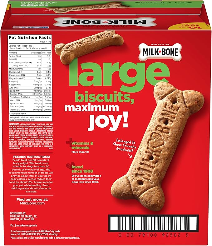 Milk-Bone Original Dog Treats Biscuits for Large Dogs, 10 Pounds (Packaging May Vary)