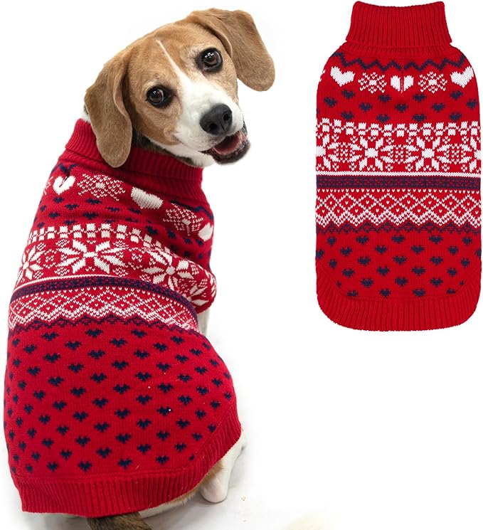 SCENEREAL Dog Sweaters for Medium Sized Dogs - Soft, Warm Turtleneck Pullover Fall Winter Dog Clothes, Knitted Argyle Dog Christmas Outfits, Ugly Pet Clothing for Boy Girl Puppy