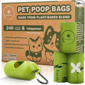 Dog & Cat Compostable Poop Bags (240 Counts w/Dispenser) - Plant Based, Enhanced Leak-Resistant, Odor-Resistant & Durable – Unscented,Sustainable Cleanup Solution –10% to Animal Rescue