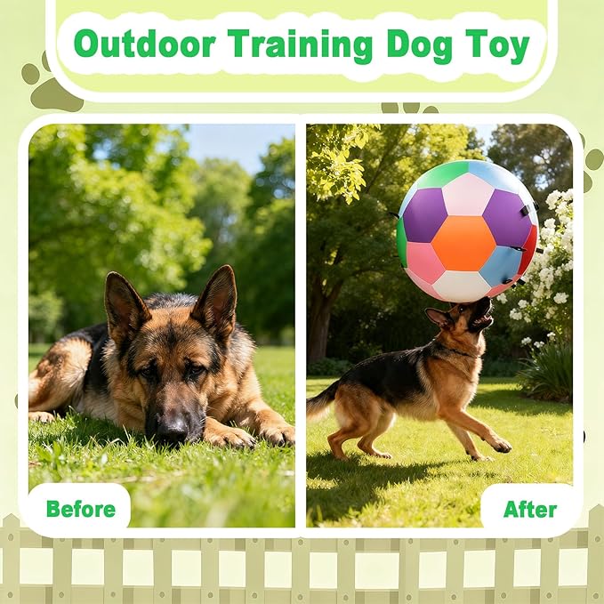 Herding Ball for Dogs, 25 inches Large Dog Toys for Australian Shepherd, Keep Them Busy for Exercise & Mental Stimulation, Interactive Collie Ball with Strap, Colorful