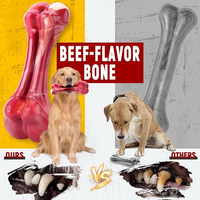 Zeaxuie 12 Pack Heavy Duty Various Dog Chew Toys Pack for Aggressive Chewers - Includes Large Rope Toy, Squeaky Toys & Indestructible Chew Bone for Medium, Large & X-Large Dogs (for Super Chewers)
