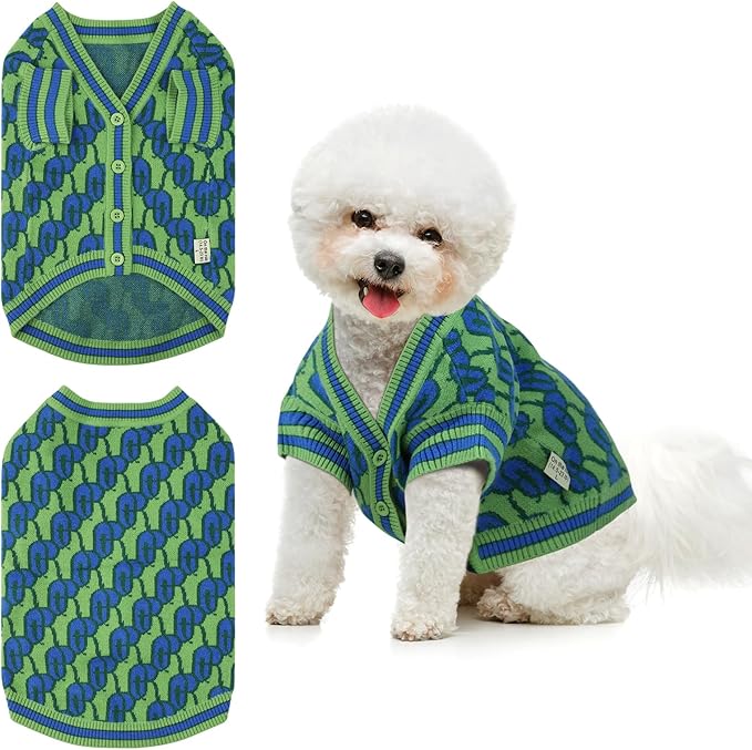 Pet Sweaters for Dogs Boys and Girls, Dynamic Letter Patterned Dog Sweater,Dog Cardigan,Pet Clothes,Pet Knitted Clothing,Fit for Different Seasons and Kinds of Dogs (Green 3XL)