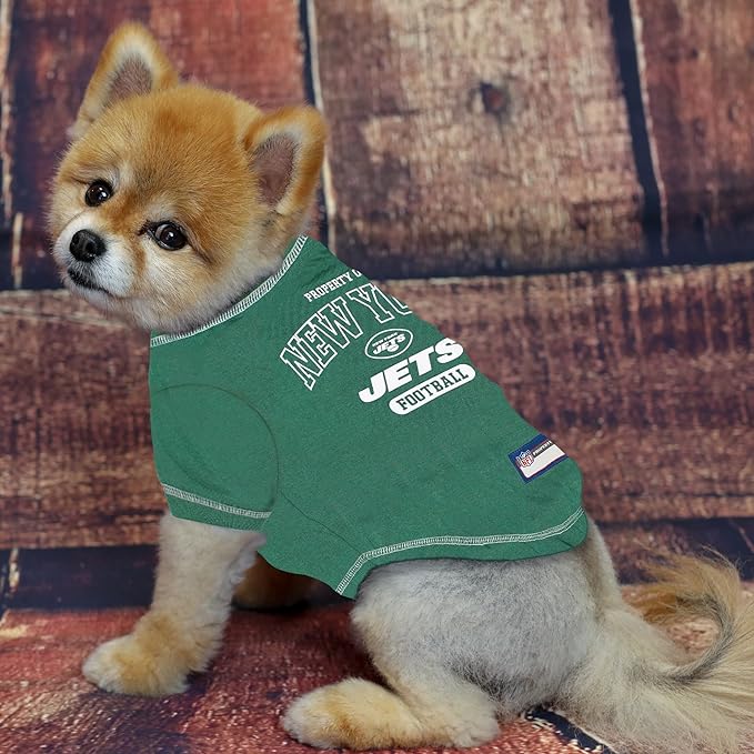 NFL New York Jets Dog T-shirt Large. - Licensed Shirt for Pets Team Colored with Team Logos- Premium Stretchable Materials for the comfort of your Dog & Cat