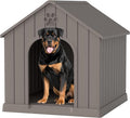 Large Dog House for Outdoor & Indoor, Waterproof Puppy Shelter with Air Vents & Elevated Floor, Easy Assemble Sturdy Dog Kennel for Large Dogs(Grey,36.2''L×38''W×38''H)