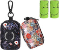 Petmolico Dog Poop Bag Holder Leash Attachment, Waste Bag Dispenser Zippered Pouch - 2 Pack, Fits Any Leash, Includes Free Roll of Bags, Boho Floral