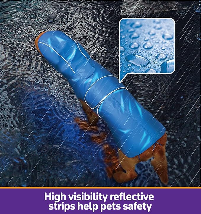 Dog Raincoat Reversible, Single Side Slicker Poncho Adjustable Waterproof Dog Rain Jacket with Leash Hole/Reflective Stripe Hooded Snowproof Windproof Clothes for Small to 3X-Large Dogs, M