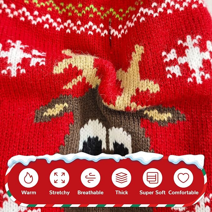 PETCARE Dog Christmas Sweater Red Ugly Funny Cute Cartoon Reindeer Cat Sweaters Jumper Holiday Dog Clothes Puppy Sweaters for Small Medium Large Dogs Fall Winter Outfits Xmas Dogs Costume,XX-Large