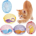 Jecery 5 Pcs Halloween Cat Spring Balls Toys Stretchable Rolling Balls Colorful Playful Coils Interactive Spring Action Toy Caged Rats for Kitten Cat Pet Supplies(Mouse,Multicolor,5 Pcs)