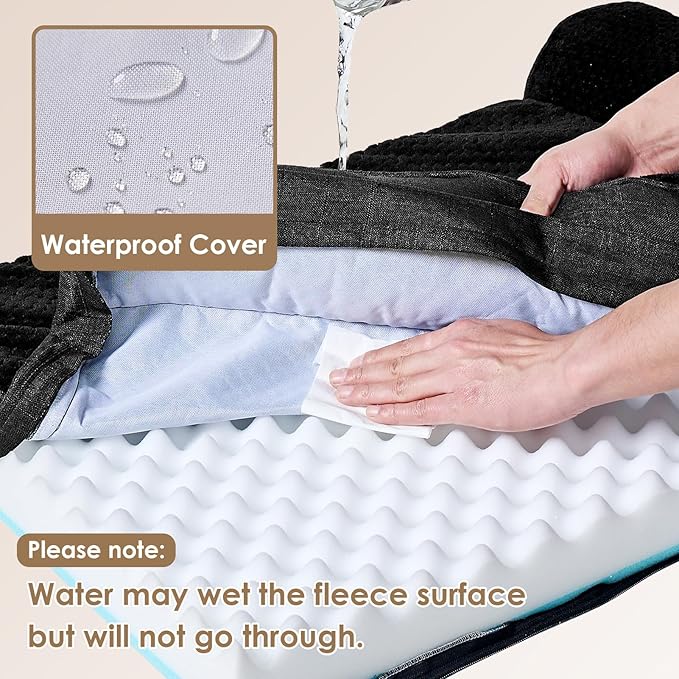 EHEYCIGA Memory Foam Dog Bed Large Sized Dogs, Pet Bed for Large Dog for Crate with Waterproof Liner, Pet Couch Bed Orthopedic with Washable Removable Cover, 35x23x6 Inches, Black