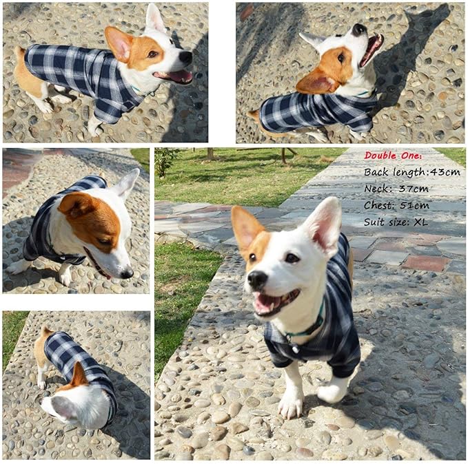 Koneseve Dog Shirt, Pet Plaid Clothes Shirt T-Shirt, Sweater Bottoming Shirt for Small Dog Cat Puppy Grid Adorable Wearing Stylish Cozy Halloween,Christmas Costumes (Blue;XXL)