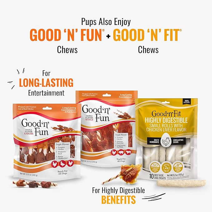 Good 'n' Tasty Triple Flavor Puree Mix-Ins Variety Pack Dog Food Topper Treats for All Dogs, 84 Count, Easy Single-Serve Portions, Added Protein with Chicken, Salmon, Duck, Beef and Rabbit