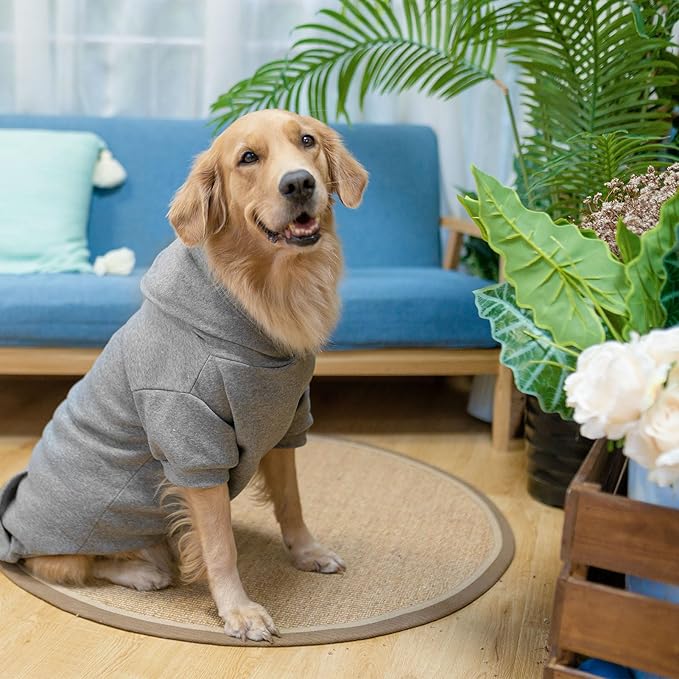 SCENEREAL Dog Hoodie Sweaters for Small Medium Large Size Dogs, Fleece Pet Sweatshirt with Hat and Pocket,Soft Cold Winter All Weather Puppy Clothes for S to XL Sized Dogs,Grey (L)