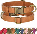 Didog Soft PU Leather Dog Collar, Stylish Quick Released Dog Collars for Small Dogs, Easy Clean Adjustable Pet Collar for Daily Walking, Light Brown, S Fit 10-16" Neck