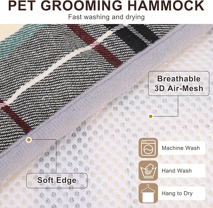 BEAUTYZOO Dog Grooming Hammock for Small Dogs Cat- Dog Sling for Nail Trimming/Clipping- Dog Hanging Harness Holder with Thick Fabric Neck Support & Strap Restraint Claw Care, Beige S