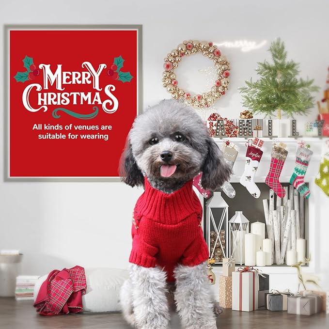 PETCARE Dog Christmas Sweater Red Ugly Funny Cute Cartoon Reindeer Cat Sweaters Jumper Holiday Dog Clothes Puppy Sweaters for Small Medium Large Dogs Fall Winter Outfits Xmas Dogs Costume,X-Small