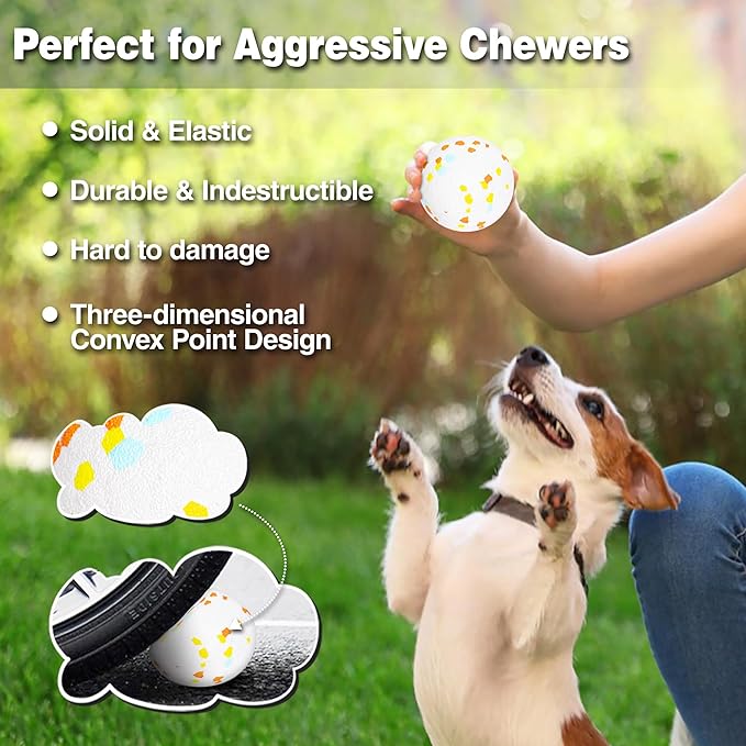 Dog Balls Tennis Ball Toys 2 Pack Dog Toys For Aggressive Chewers Indestructible Durable Teething Chew Bouncy Safe Balls Dogs Floating For Water Toy Fetch Pet Ball For Large Medium Dogs(White+Orange)