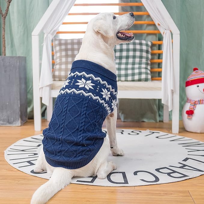 Warm Winter Dog Sweater - Cold Weather Pet Clothes for Small Medium Large Dogs Indoor Outdoor, Soft Classic Knit Puppy Apparel