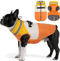 Dog Coat, Waterproof Dog Winter Jacket with Harness Built in, Turtleneck Warm Doggie Cold Weather Coats, Reflective Pet Vest for Indoor & Outdoor, Windproof Dogs Snowsuit, Orange Large
