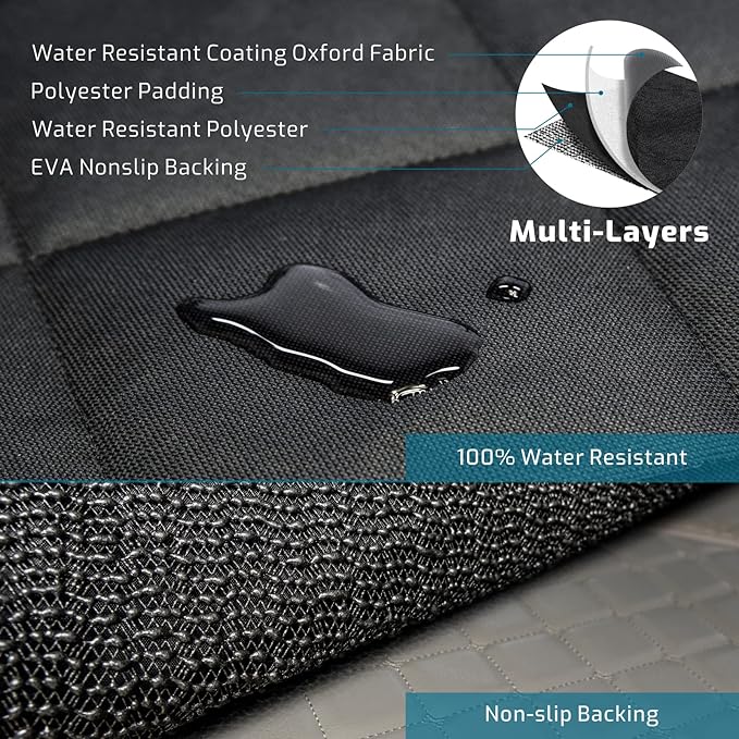 Veckle SUV Cargo Liner for Dogs Water Resistant Dog Trunk Cover with Side Flaps Nonslip Pet Cover, Universal Fit Cargo Area Protector with Bumper Flap for SUVs Sedans Vans, Black