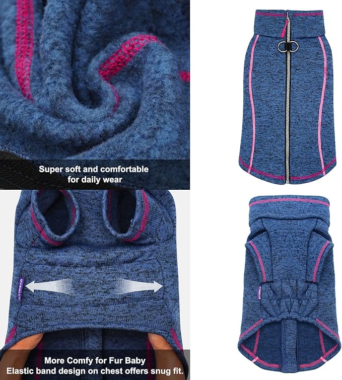 cyeollo Dog Jacket Warm Fleece Coat Dog Sweater Reflective Jackets Zipper Up Coats Step in Winter Small Dogs Clothes Pet Apparel