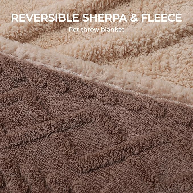 Waterproof Pet Blanket, Liquid Pee Proof Dog Blankets for Sofa Bed Couch, Reversible Sherpa Fleece Furniture Protector Cover for Small Medium Large Dogs Cats,Khaki X-Large（85" x 57"）