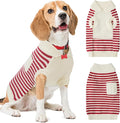 Small Dog Sweater, Knitted Striped Pullover Dog Clothes for Cold Weather, Thick Warm Cozy Stretchy Sweater for Chihuahua, Bulldog, Dachshund, Pug(Red & White Strip, XL)